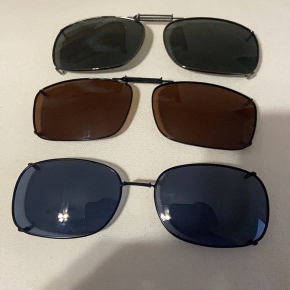 Adjustable 3 Clip-ons POLAR OPTICS Sunglasses Expand Over Clip on w/ Hard Case - Picture 3 of 4